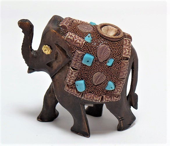Деревянный Слон с бирюзовыми вставками (3 x 3)