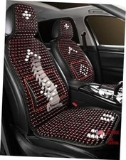 Wine Red Wood Beaded Car Seat Cover - Breathable Cooling - Real Wood Bead