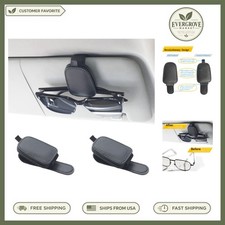 Elegant Black Magnetic Sunglasses Holder Set for Car Visors - 2 Piece Bundle