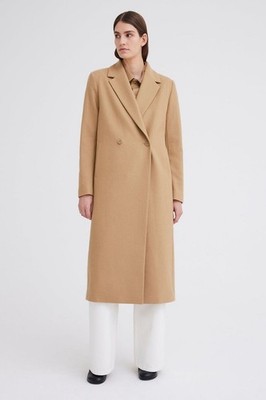 Jac + Jack 100% Wool Camel Coat Womens Size 10 AU Double Breasted Long Coat