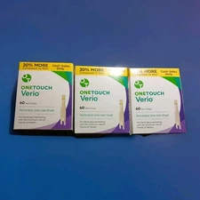 OneTouch Verio Blood Glucose Test Strips Box of 60 Pieces (024-269) LOT OF 3