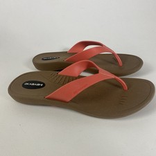 Okabashi Flip Flops (Medium / 6.5-7.5 B (M) US (Orange/Brown) Made in USA