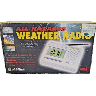 All Hazards Weather Radio Oregon Scientific Model WR3000 NOAA Alarm Clock LCD