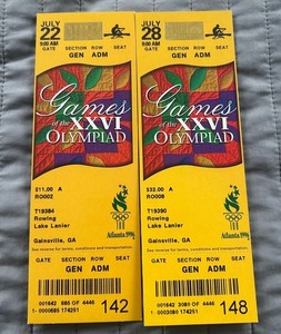 UNUSED 1996 Atlanta Olympic Rowing Ticket (suitable for framing)