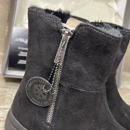 Botines forrados de piel sintética J/SLIDES para mujer de gamuza negra de lujo verdaderamente WP 7M - NUEVOS EN CAJA - Imagen 5 de 12