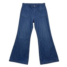 Vintage Navy Seafarer Denim Trousers Jeans 29 Bell Bottom Dungarees 70s 80s