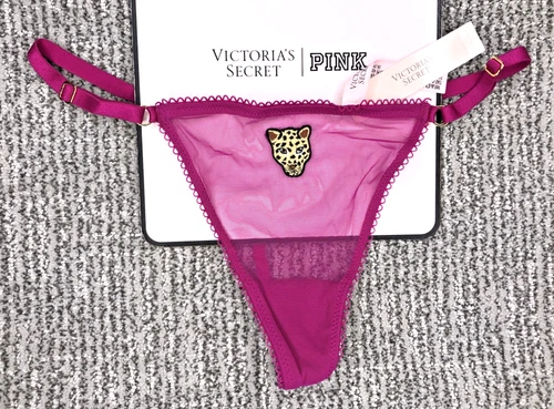 Victoria's Secret Very Sexy NWT Medium Pink Flirty Adjustable V String Panty Cat