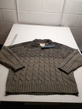 Weatherproof Vintage Mens Sweater Size L Gray Cable Knit 1/4 Button Pullover
