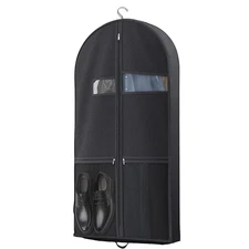 Travel Garment Bag 43in Heavy Duty Zipper Pocket Suits Dresses Coats Black