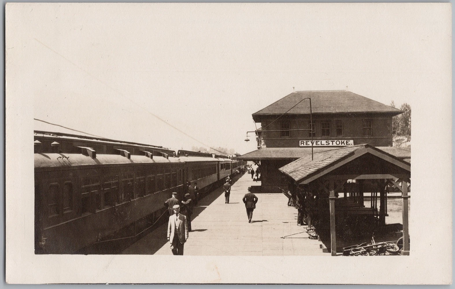 Revelstoke BC CPR Railway Station Train Depot Platform RPPC Postcard