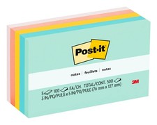 Post-it Notes, 3x5 in, 5 Pads, America's 1 Favorite Sticky Notes, Marseille Col
