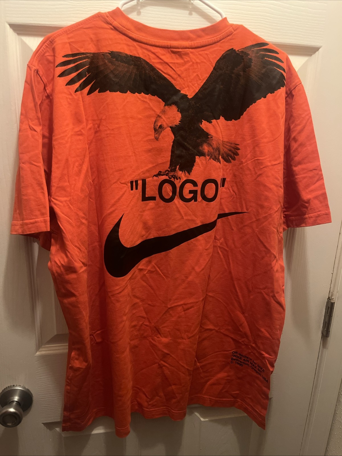 OFF WHITE X NIKE T shirt Nike x Off White "LOGO" XXL Virgil Abloh arancione collab maglietta streetwear