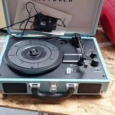 Victrola Portable Suitcase Record Player Turntable, Blue/Black, Headphone Jack
