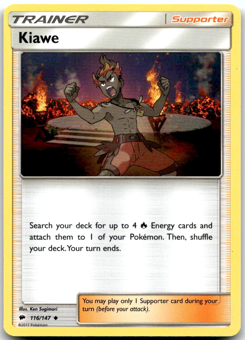 Pokemon Kiawe Burning Shadows SM03 #116/147 Uncommon LP $SALE$!