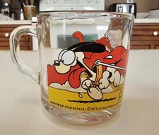 Vintage 1978 - 1980 Garfield Glass Mug from McDonalds Coffee Cup