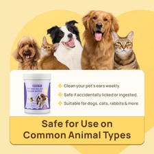 Hicc Pet Ear Cleaner Wipes for Dogs & Cats Vet-Recommended, Coconut 50 ct Cotton