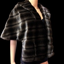 Eliza J Faux Fur Capelet Shrug Brown Womens Sz L Evening Wedding Luxury Pockets