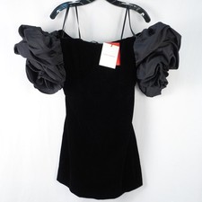 Mini Vestido Carolina Herrera Rosetas Hombro Descubierto En Negro - Para Mujer Talla 8