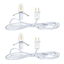 2 Pack 6Ft White Accessory Cord with C7 LED Bulbs