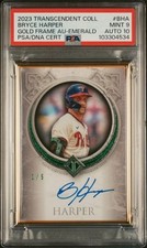 2023 Topps Transcendent Gold Frame Auto Bryce Harper Emerald /5 PSA 9 AUTO 10