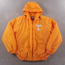 Vtg Tennesee Volunteers Jacket Medium Orange Vols Spellout Puffer Coat Hooded