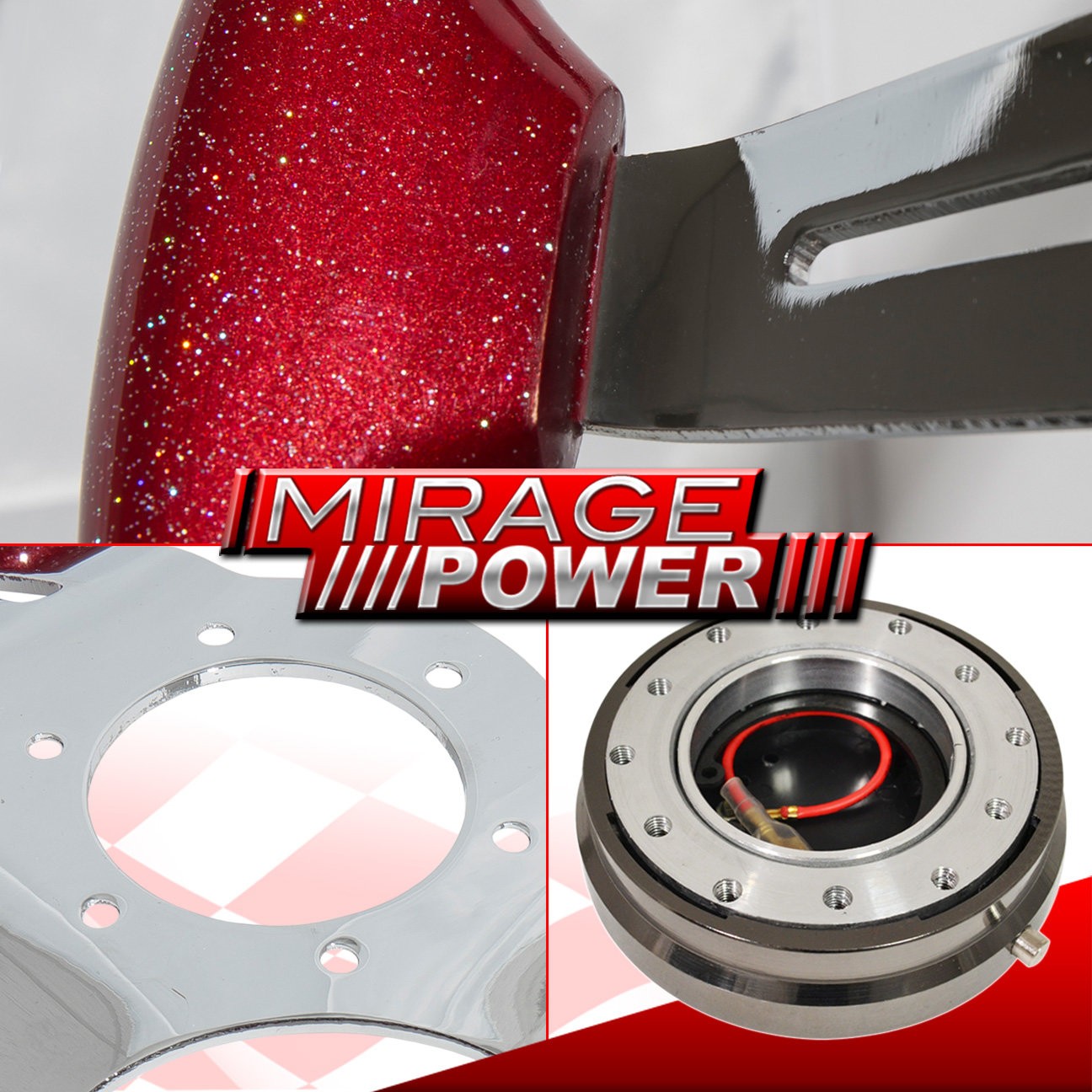 Gunmetal Slim Quick Release + Metallic Red Wood Deep Dish Type-R Steering Wheel