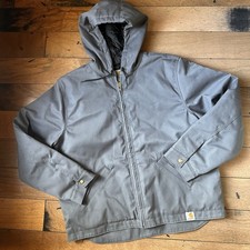 NEW Carhartt Hooded Work Jacket Gray Mens XL Quick Duck Quilted Lined 101052