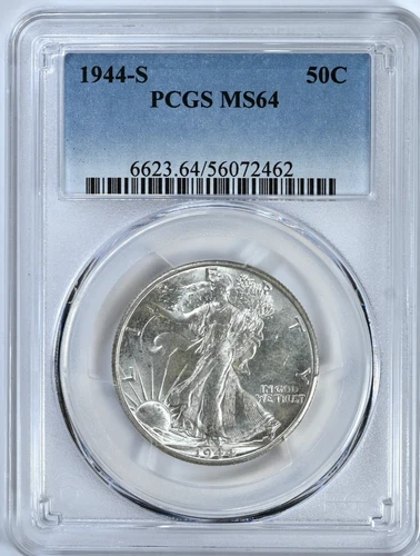 1944 S Walking Liberty Half Dollar PCGS MS64 White Freshly Graded Coin 6623