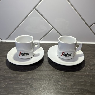 Paar Segafredo Zanetti Espressotassen Untertassen 2er Set weiß Keramik Barista