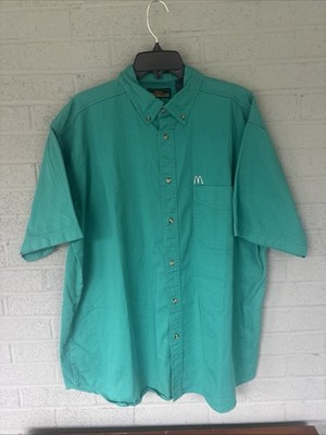 Vintage 90s McDonald's Green Short-Sleeve Button-Down Shirt Blue Generation