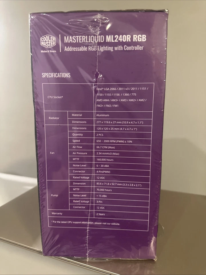 Cooler Master Masterliquid ML240R RGB CPU Cooling Kit for PC Building BNIB NEW - Image 4 of 4