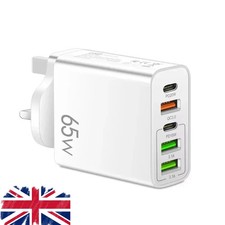 65W 5 Multi-Port Fast Quick Charge USB Hub Mains UK Plug Adapter Wall Charger