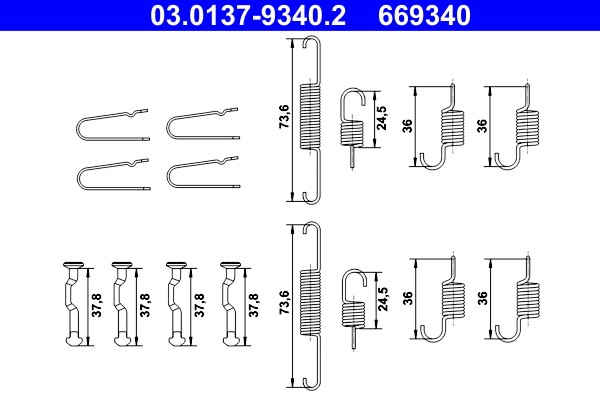 Hinterachse Ate 03.0137-9340.2 ZubehöRsatz, Feststellbremsbacken FüR Honda-image