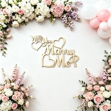 Wooden Will You Marry Me Sign for Backdrop, Engagement Proposal beige
