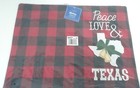 St Nicholas Texas Christmas Placemat Kohls Square Red Plaid Peace Love NWT