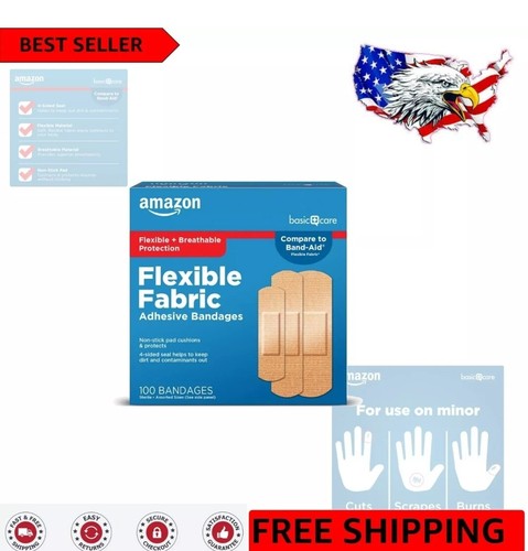 Breathable Bandages Assorted Sizes - Flexible Fabric, Non-Stick Pads, 100 Count - Picture 3 of 7