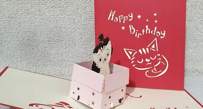 3D Pop Up Cutie Katzen in einer Box Karte.(Geburtstag, gesund werden, Danke, jeder Anlass