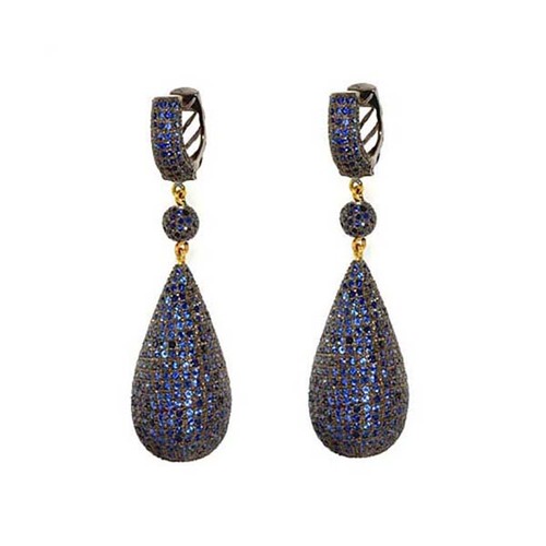 Boucles D'oreilles Goutte Saphir Poire 7x5mm - Argent Sterling 925 - Dormeuses - Neuf Sans Emballage