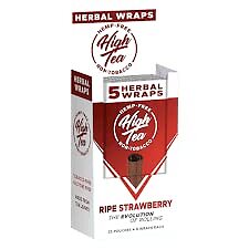 High Tea Non Tobacco All Natural Herbal Smoking Wraps - Ripe Strawberry - 125...