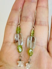 FAS 925 sterling silver natural aquamarine peridot Earrings