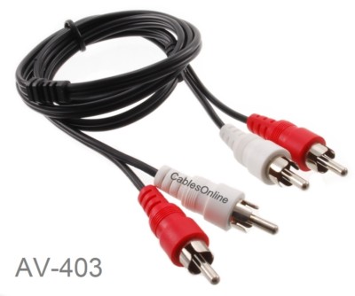 3ft 2-RCA Male to 2-RCA Male Red/White Molded Connectors Stereo Audio Cable