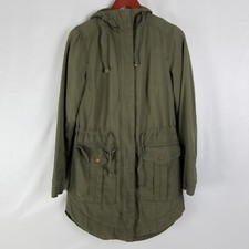 Divided Jacket Womens 6 Green Trench Coat Full Zip Snap Storm Flap Adjustable