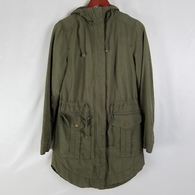 Divided Jacket Womens 6 Green Trench Coat Full Zip Snap Storm Flap Adjustable