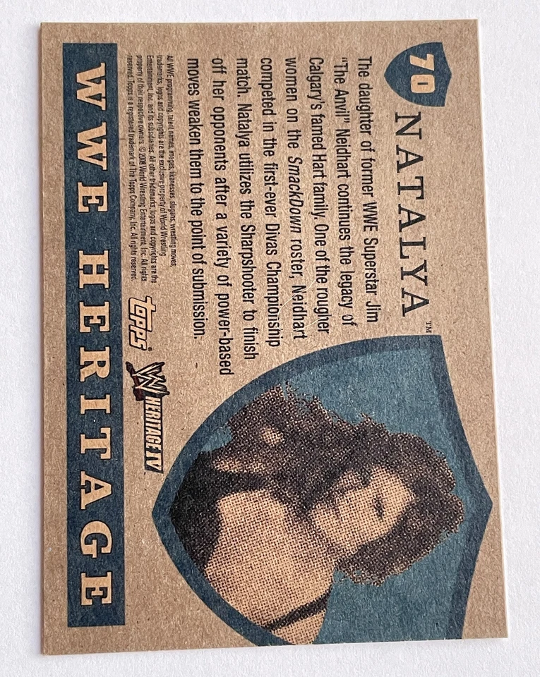 2008 WWE Topps Heritage IV Natalya #70 Rookie RC NXT Total Divas + Bonus Cards B - Image 2 of 2