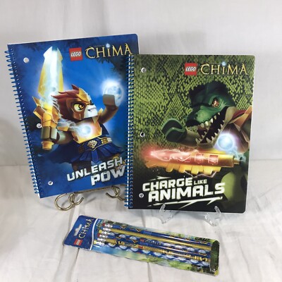 Lego Chima Wide Ruled Notebooks Spiral Composition Book Home School Pencils Set