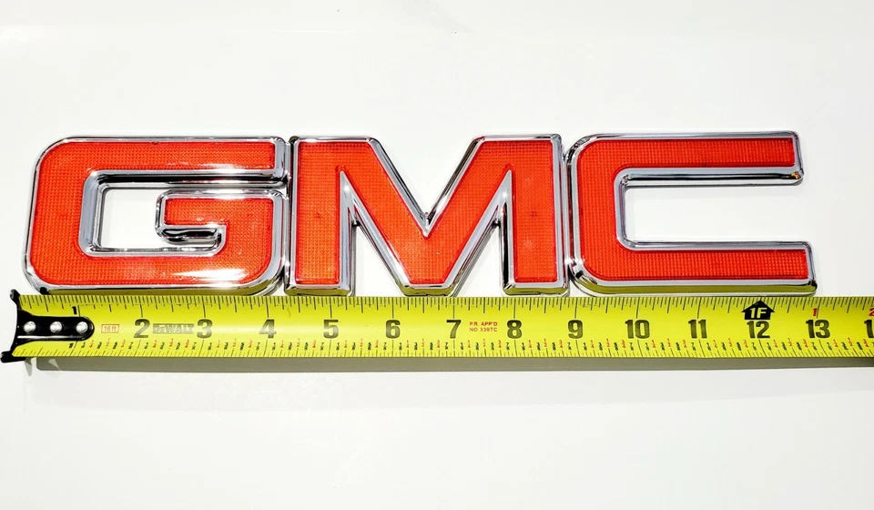 GMC NEW Rear trunk Tailgate Emblem badge name Nameplate Red Chrome 22884137 13" - Image 2 of 4