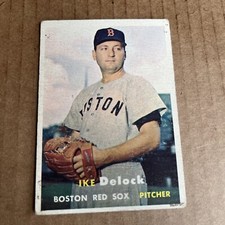 1957 Topps Ike Delock #63 Boston Red Sox Vintage Baseball Card (d6)