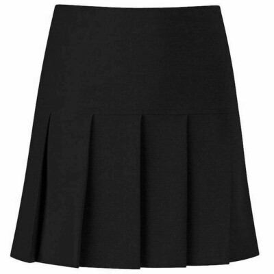 Mädchen schwarz Allround Plissee Schule Rock Reißverschluss Drop hohe Taille