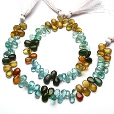 Natural Rainbow Apatite Gem 9x6 to 10x7mm Size Smooth Pear Shape Beads 8" Strand