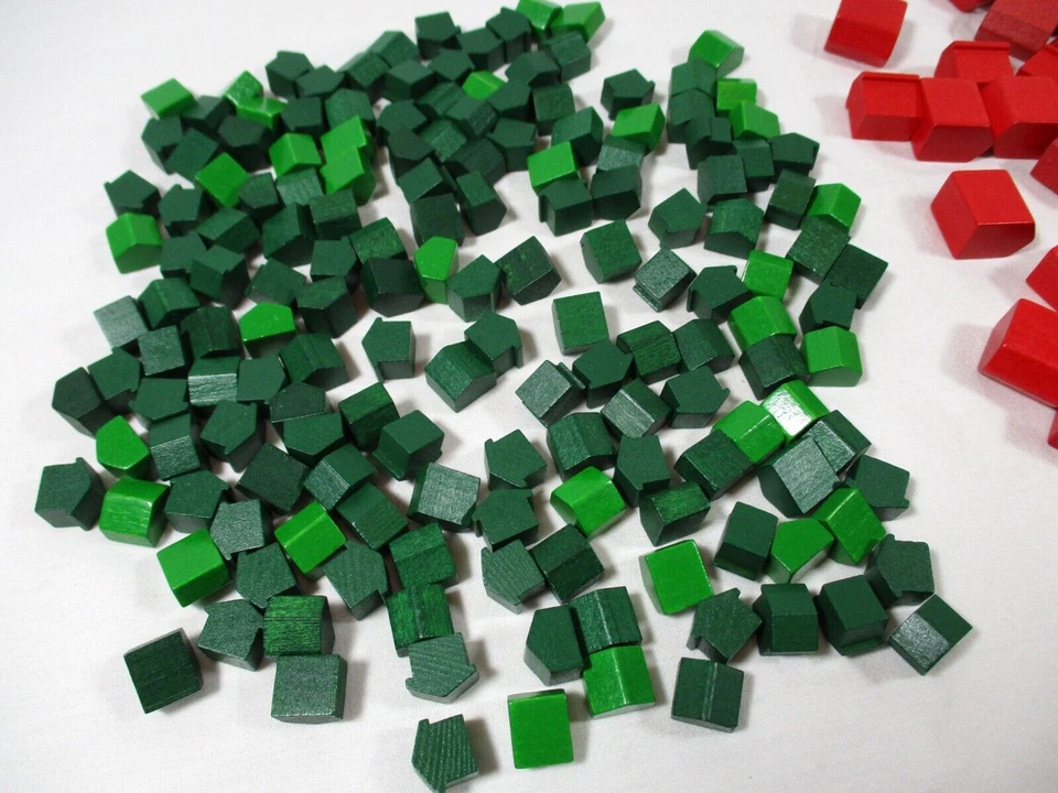 Monopoly Deluxe Wooden 60 Hotels 160 Houses Replacement Pieces Wood Arts Crafts - Image 2 of 4